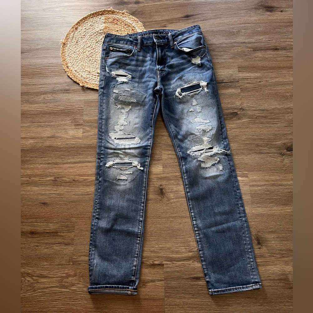 AMERICAN EAGLE Next Level Airflex Mens Ripped Jeans